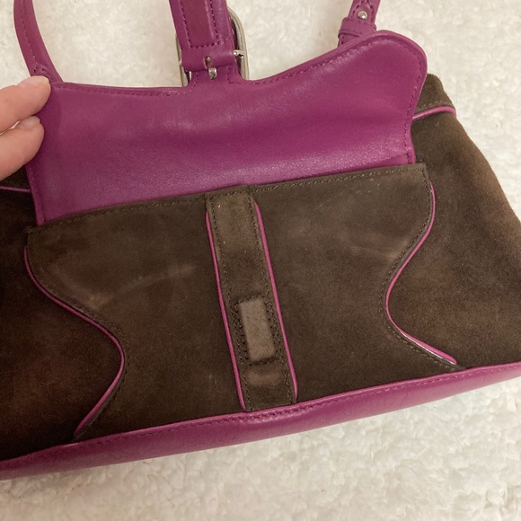 Chocolate Pink Cole Haan Alexa Suede Shoulder Bag - Picture 3 of 13